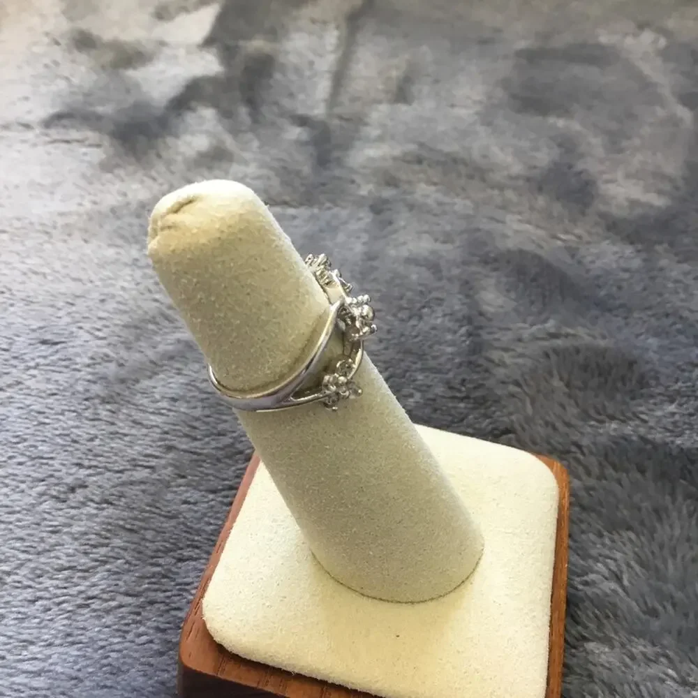 Silver Trio Butterfly Crystals Ring